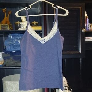 H&M Blue Cami with Lace Detail